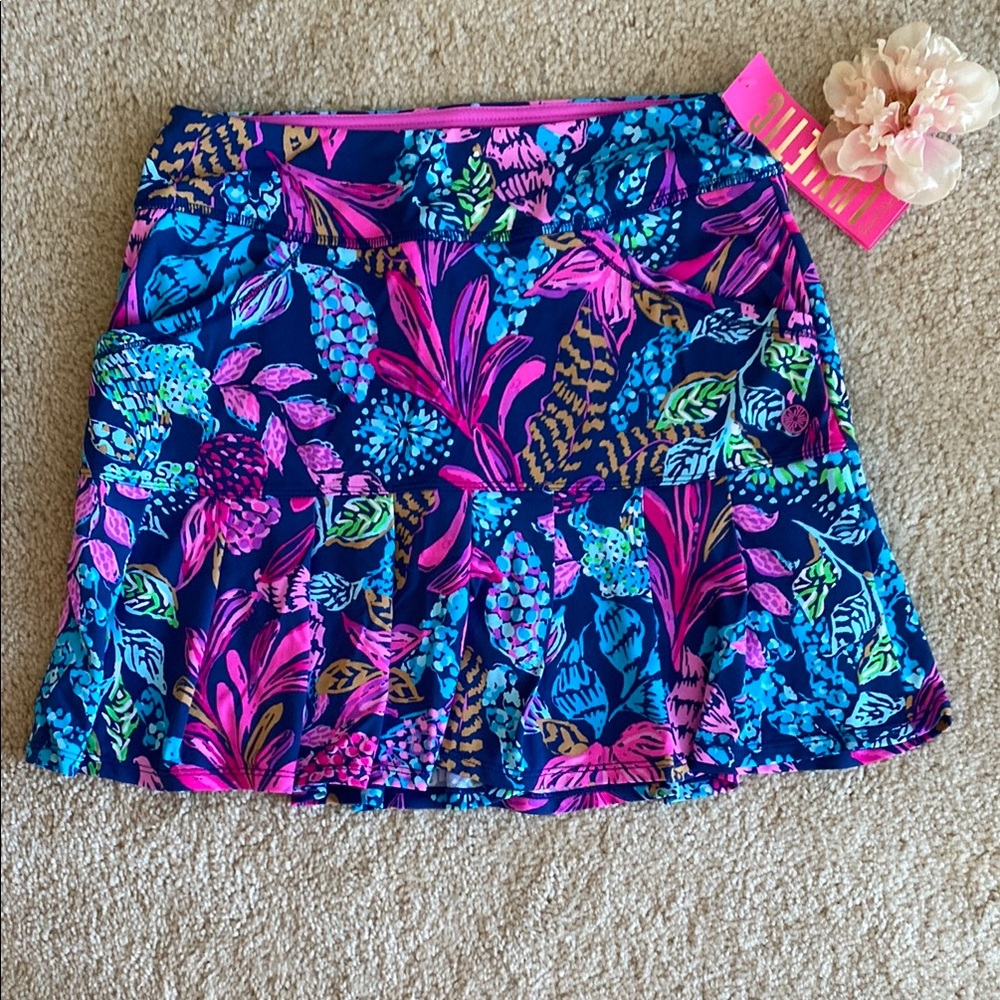 Lilly Pulitzer Luxletic Vibrant Blue and Pink Mini Skirt, XS, NWT